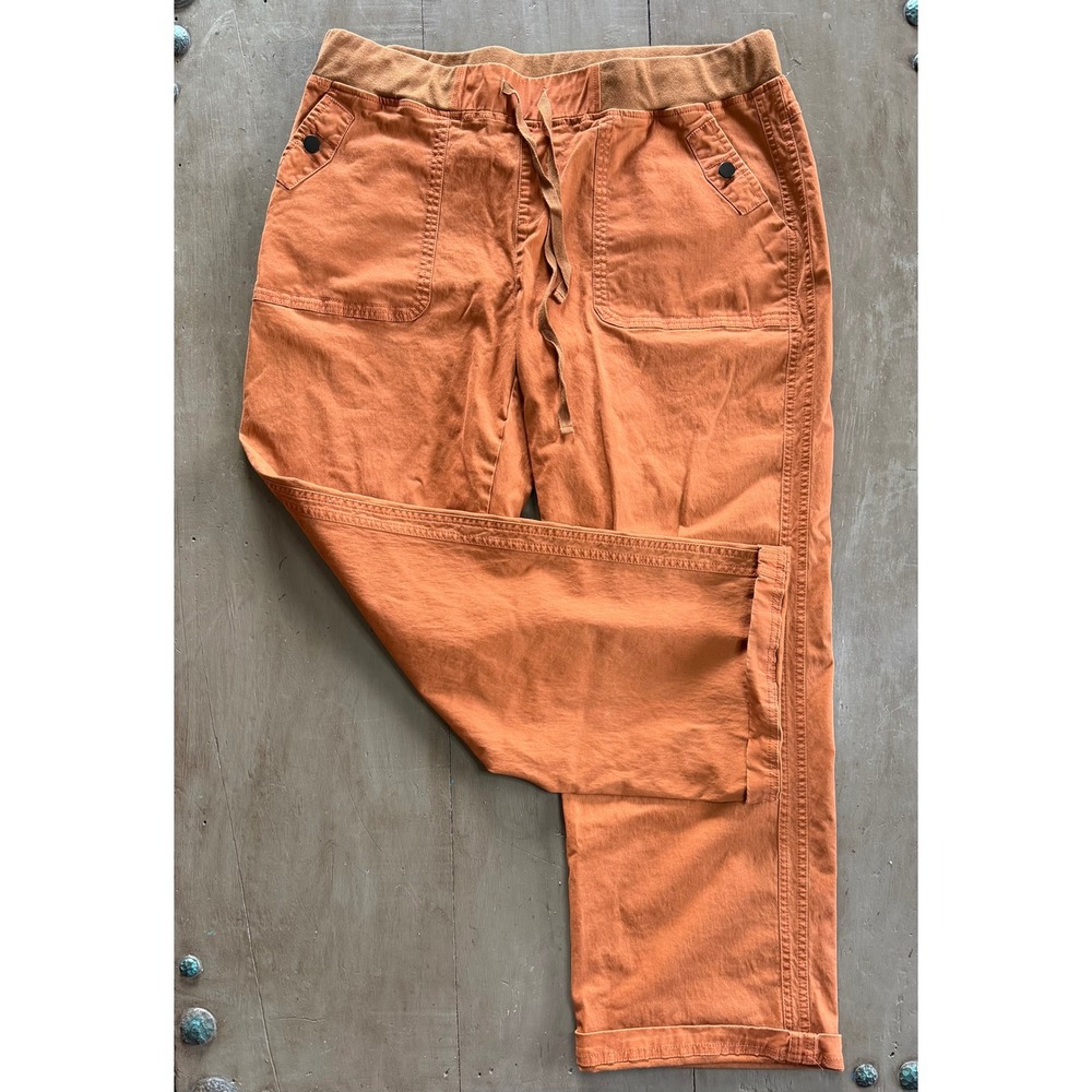 Flamingals Rust Orange Cargo Utility Pants Womens 3XL Elastic Waist Gorpcore